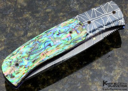 Jeff Chaffee Custom Knives Damascus and Abalone Linerlock - Image 3