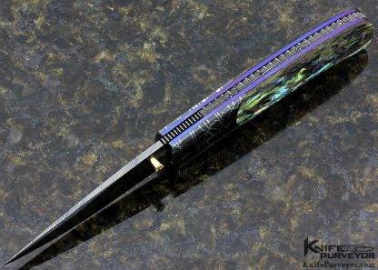 Jeff Chaffee Custom Knives Damascus and Abalone Linerlock - Image 4