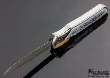 Jeff Harkins Custom Knife Engraved Pearl "Q" OTF Automatic - Image 5