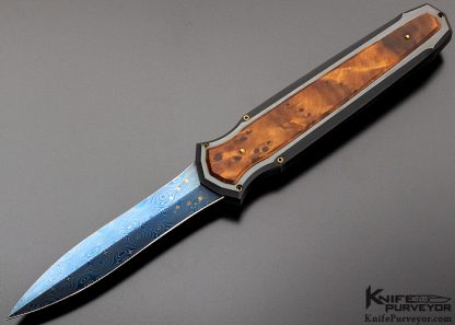 Jeff Harkins Custom Knife "Black Midnight Triton" Thuya Wood D/A OTF