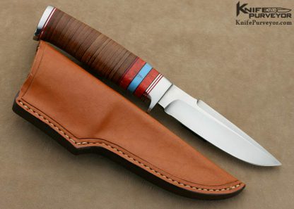 2/3/2014 Jerry Hendrix Custom Knife Leather Stacked Handle Fixed Blade - Image 3