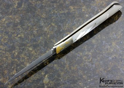 Martin Butler Engraved Jess Horn Custom Knife Mother of Pearl Lockback - Image 7