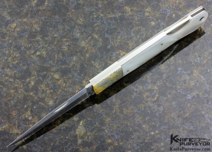 Martin Butler Engraved Jess Horn Custom Knife Mother of Pearl Lockback - Image 6