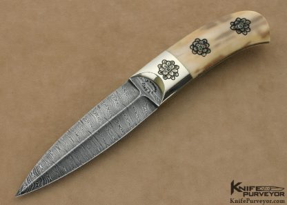 Jim Ence Custom Knife Damascus & Carved  Boot Dagger