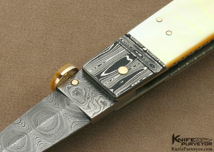 Jim Schmidt Custom Knife Sole Authorship Damascus & South Sea Gold Lip Pearl Shell Lockback Dagger "Hummingbird" #009 made in 1995 - Image 2