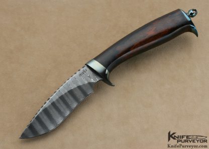 Jim Siska Custom Knife Damascus & Desert Ironwood Recurved Hunter