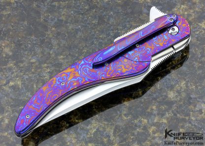 Jim Smyth Custom Knife "Deluxe P-51" Sculpted and Radiused Timascus Linerlock Flipper - Image 4