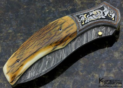 Jody Muller Custom Knife Sole Authorship Engraved Damascus Linerlock - Image 3