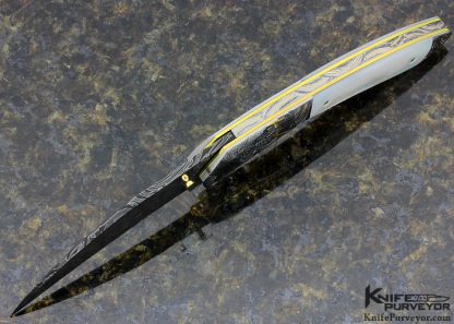 Jody Muller Custom Knife Sole Authorship Engraved Mother or Pearl Shell Linerlock - Image 6