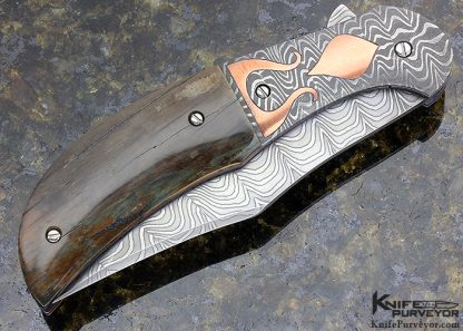 Jody Muller Custom Knife Damascus and Mammoth Tusk Flipper - Image 3