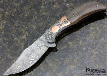 Jody Muller Custom Knife Damascus and Mammoth Tusk Flipper