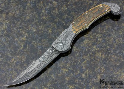 Joe Kious Custom Knife Damascus Large Persian Automatic