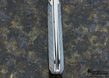 Joe Kious Custom Knife Damascus, Fluted Pearl & Mokume Lockback - Image 5