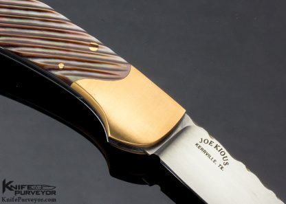 Joe Kious Custom Knife Fluted Blacklip Pearl Lockback with Rose Gold Bolsters and Pins - Image 4