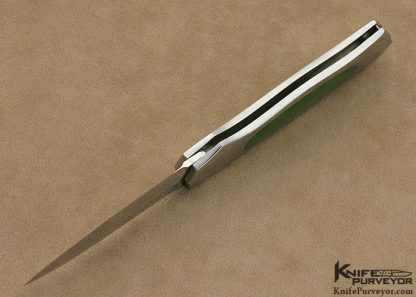 Joe Kious Custom Knives Green Apple Jade Interframe Lockback Dagger - Image 5