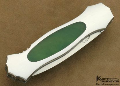 Joe Kious Custom Knives Green Apple Jade Interframe Lockback Dagger - Image 2