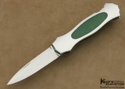 Joe Kious Custom Knives Green Apple Jade Interframe Lockback Dagger