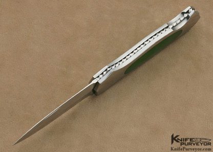 Joe Kious Custom Knives Green Apple Jade Interframe Lockback Dagger - Image 4