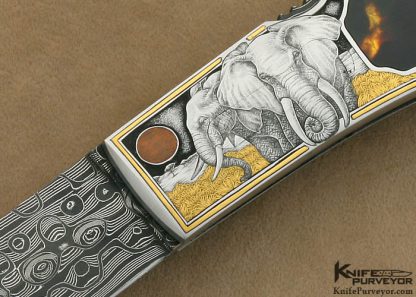 Joe Kious Custom Knife Exotic Material Interframe Automatic Engraved by Jon Robyn Lockback Automatic - Image 2