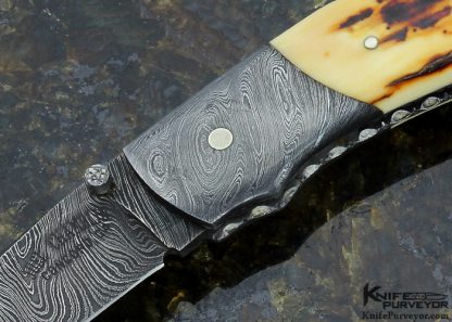 Joel Chamblin Custom Knife Mammoth and Ladder Pattern Damascus Midlock - Image 2