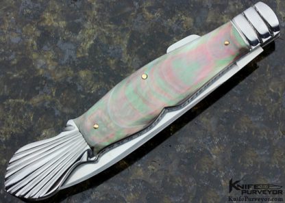 Joel Chamblin Custom Knife Black Lip Tahitian Pearl Sheffield Front Lock Dagger - Image 3