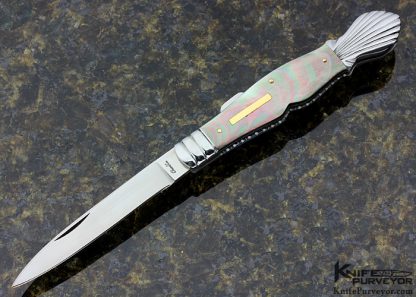 Joel Chamblin Custom Knife Black Lip Tahitian Pearl Sheffield Front Lock Dagger