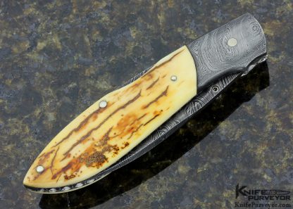 Joel Chamblin Custom Knife Mammoth and Ladder Pattern Damascus Midlock - Image 3