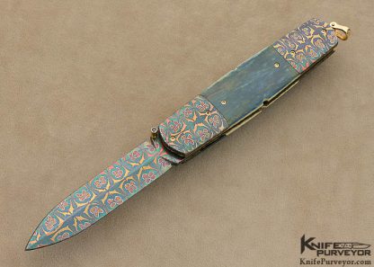 Johan Gustafsson Custom Knife Sole Authorship Colored Mosaic Damascus Linerlock