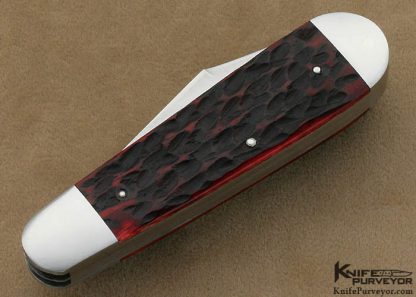 John Howser Custom Knife Red Jigged Bone Double Bladed Slip Joint - Image 3