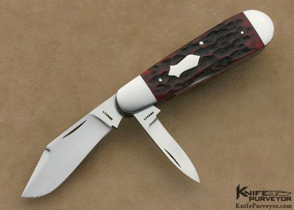 John Howser Custom Knife Red Jigged Bone Double Bladed Slip Joint