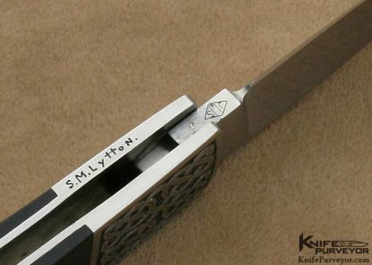 John W. Smith Custom Knife Black G-10 Lockback Engraved by Simon Lytton - Image 6