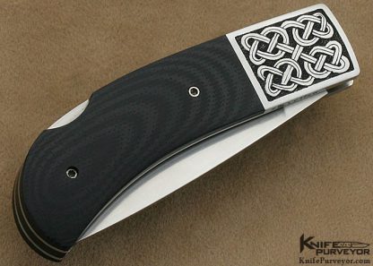 John W. Smith Custom Knife Black G-10 Lockback Engraved by Simon Lytton - Image 3