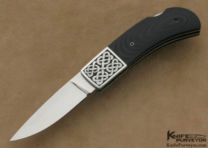 John W. Smith Custom Knife Black G-10 Lockback Engraved by Simon Lytton