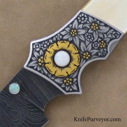 Jot Singh Khalsa Custom Knife David Pardue Engraved Goldlip Pearl Linerlock - Image 2