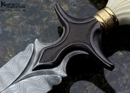 Larry Fuegen Custom Knife Sole Authorship Carved & Stippled Push Dagger with 14Kt Gold - Image 2