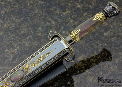 Buster Warenski Custom Knife Opal Letter Opener Engraved by Julie Warenski - Image 7