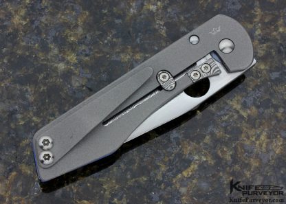 Jurgen Schanz Custom Knife Jeweled Titanium & Damasteel Damascus Frame Lock - Image 6