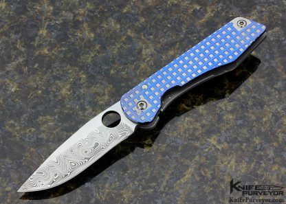 Jurgen Schanz Custom Knife Jeweled Titanium & Damasteel Damascus Frame Lock