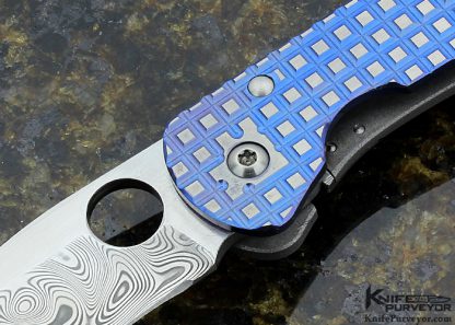 Jurgen Schanz Custom Knife Jeweled Titanium & Damasteel Damascus Frame Lock - Image 2