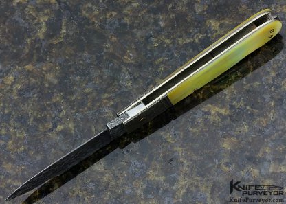 Kaj Embretsen Custom Knife Damascus & Goldlip Pearl "Barlow" Lockback - Image 5