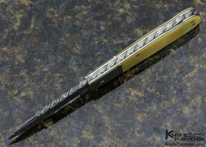 Kaj Embretsen Custom Knife Damascus & Goldlip Pearl "Barlow" Lockback - Image 4