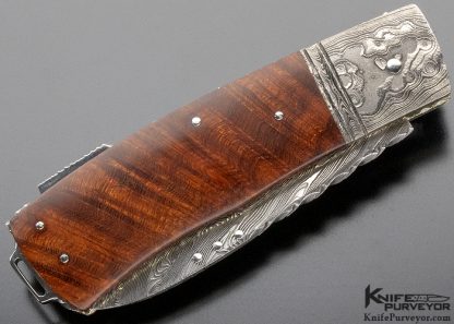 Kaj Embertsen Custom Knife Ironwood and Sole Authorship Mosaic Damascus Lockback - Image 5