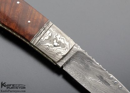 Kaj Embertsen Custom Knife Ironwood and Sole Authorship Mosaic Damascus Lockback - Image 2