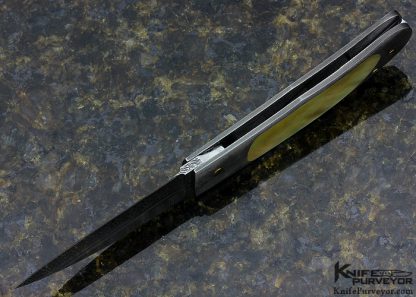 Kaj Embretsen Custom Knife Sole Authorship Triple Bar Damascus & Goldlip Pearl lnterframe Lockback - Image 5