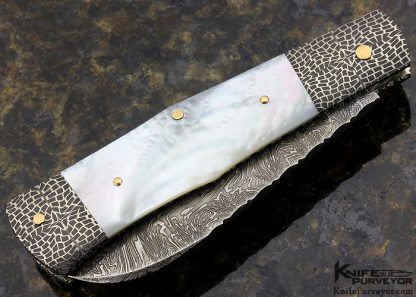 Kaj Embretsen Custom Knife Sole Authorship Damascus & Mother of Pearl Sheep's Foot Slip Joint - Image 3