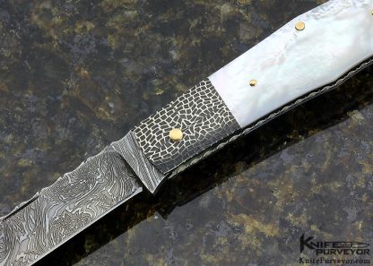 Kaj Embretsen Custom Knife Sole Authorship Damascus & Mother of Pearl Sheep's Foot Slip Joint - Image 2