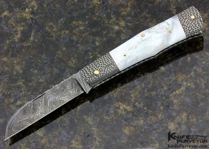 Kaj Embretsen Custom Knife Sole Authorship Damascus & Mother of Pearl Sheep's Foot Slip Joint