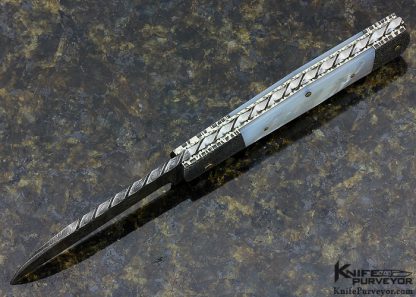 Kaj Embretsen Custom Knife Sole Authorship Damascus & Mother of Pearl Sheep's Foot Slip Joint - Image 4