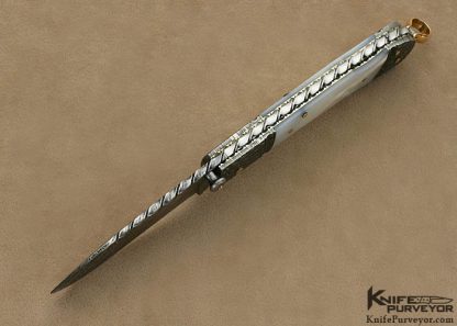 Kaj Embretsen Custom Knife Sole Authorship Damascus & Mother of Pearl Shell Lockback - Image 5