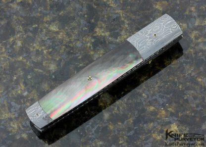 Kelly Carlson Custom Knife Devin Thomas Damascus and Black Lip Pearl Linerlock - Image 3